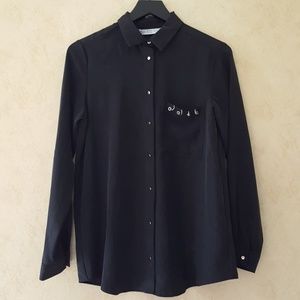 Zara black loose fit shirt pierced ring details